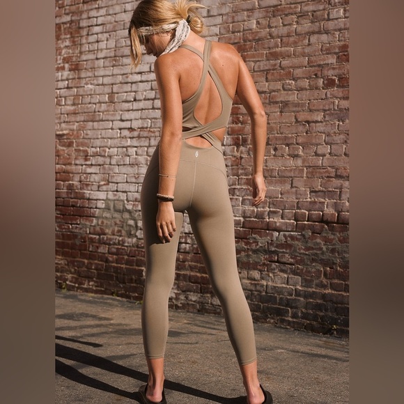 Free People Back it Up onesie cutout jumpsuit in Sage Beige green - size XS NWT - Picture 3 of 3